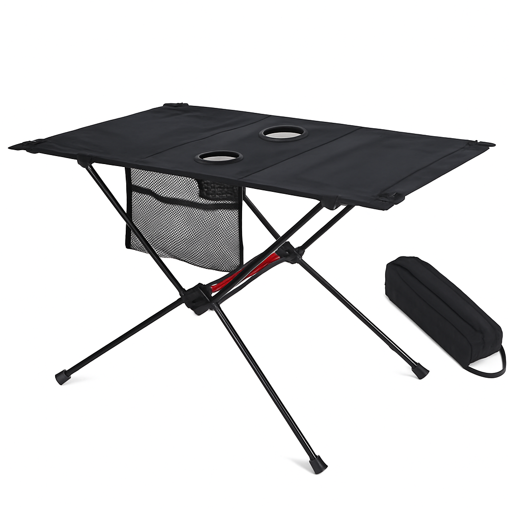Portable Folding Camping Table with Cup Holders and Pockets
