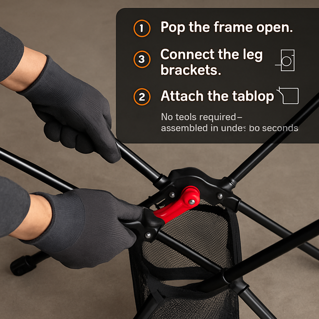 Portable Folding Camping Table with Cup Holders and Pockets