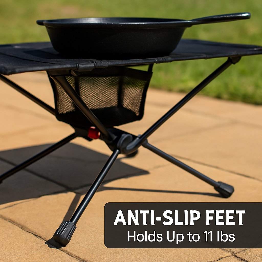 Portable Folding Camping Table with Cup Holders and Pockets
