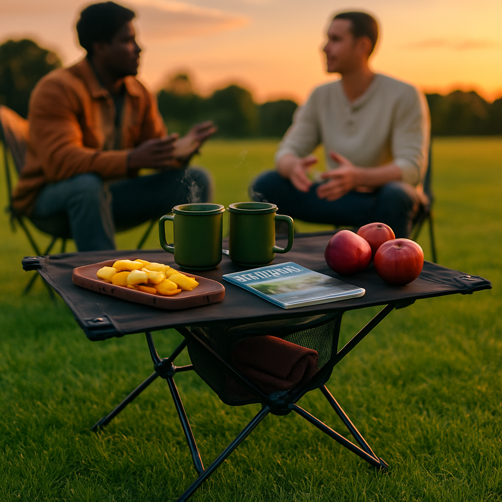 Portable Folding Camping Table with Cup Holders and Pockets