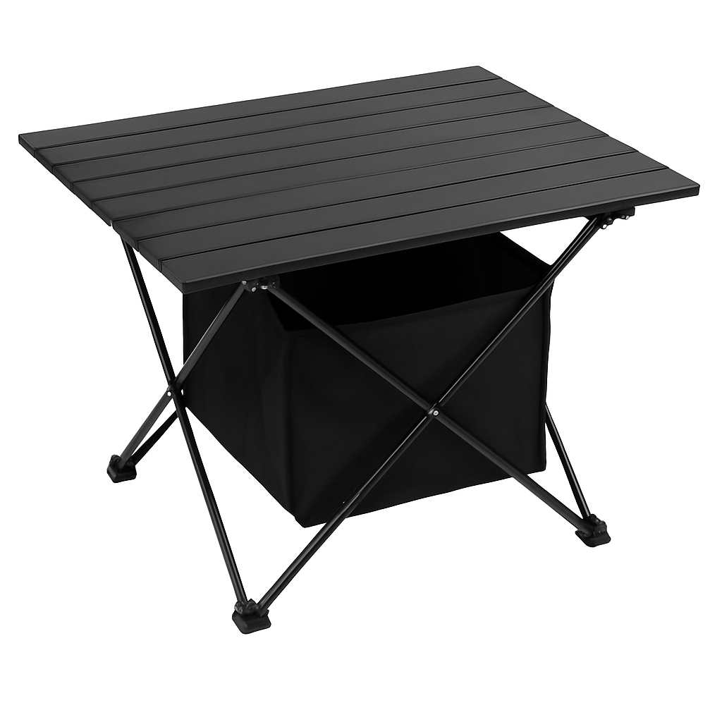 Foldable Camping Table with Storage Basket