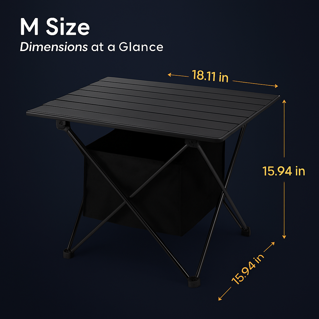 Foldable Camping Table with Storage Basket