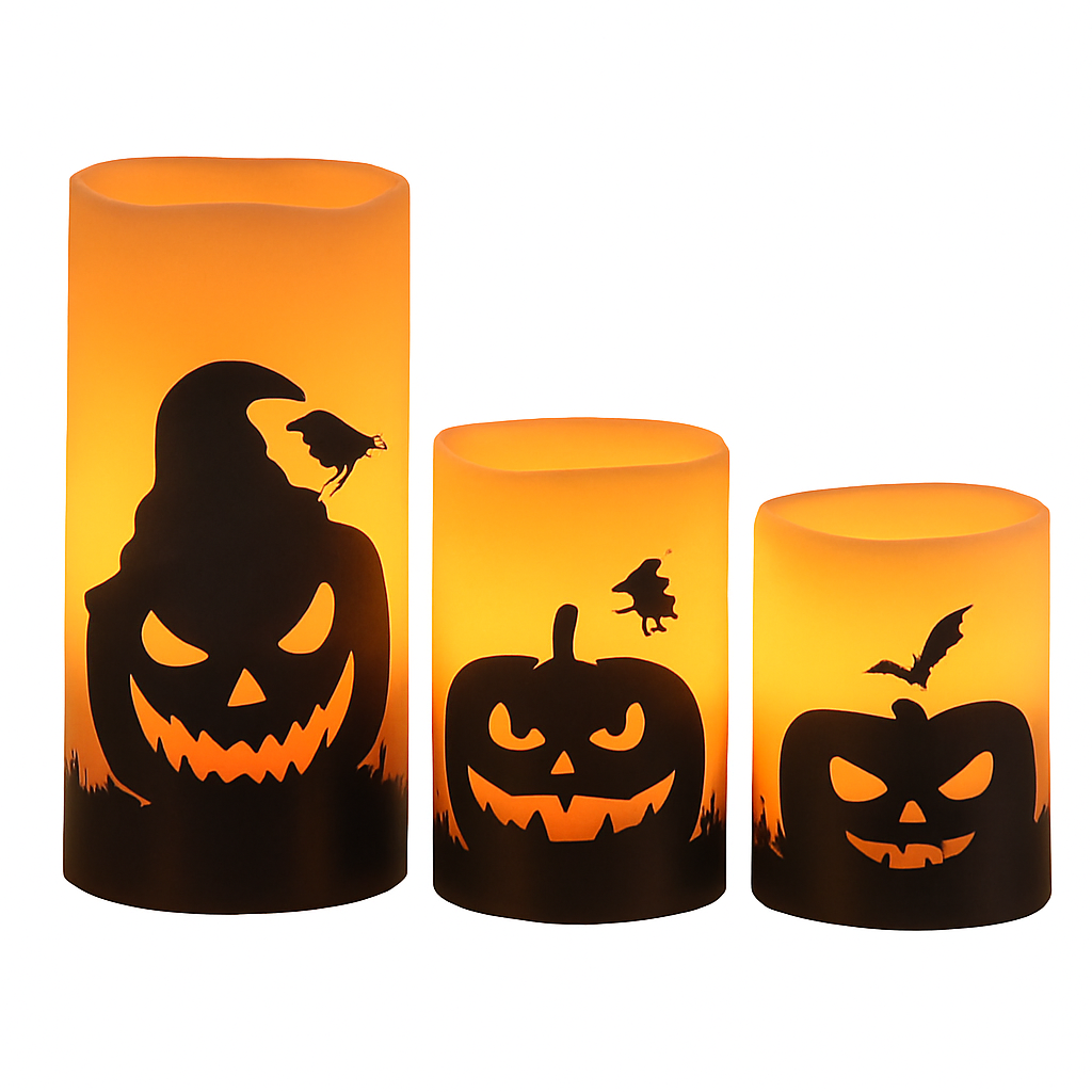 Halloween Flameless Candle Lamp 3-Pack with Timer