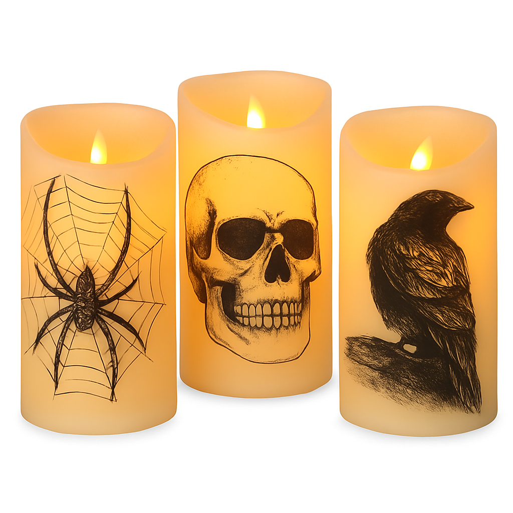 Halloween Flameless Candle Lamp 3-Pack with Timer