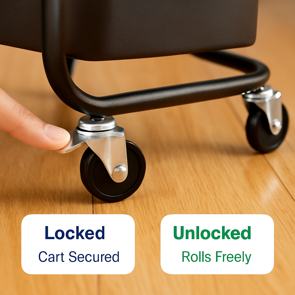 3-Tier Rolling Utility Cart with Mesh Baskets