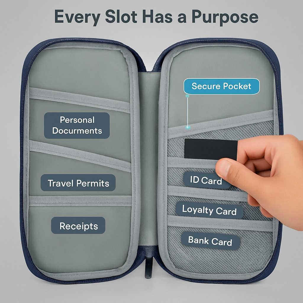 Travel Passport Wallet 12Cells Ticket ID Credit Card Holder Water Repellent Documents Phone Organizer Zipper Case Business Trip Daily Use