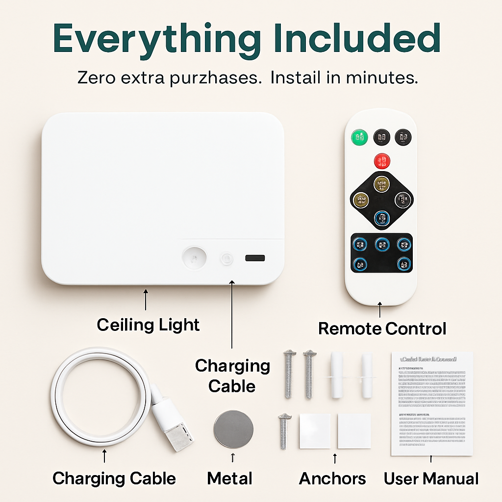 Motion Sensor Ceiling Light with Remote Rechargeable