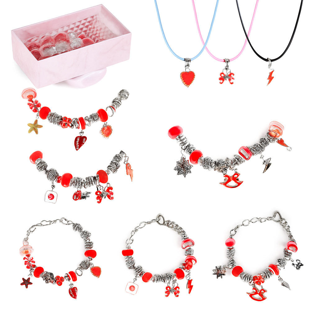 Charm Bracelet Making Kit - 66 Pcs DIY Beads Set