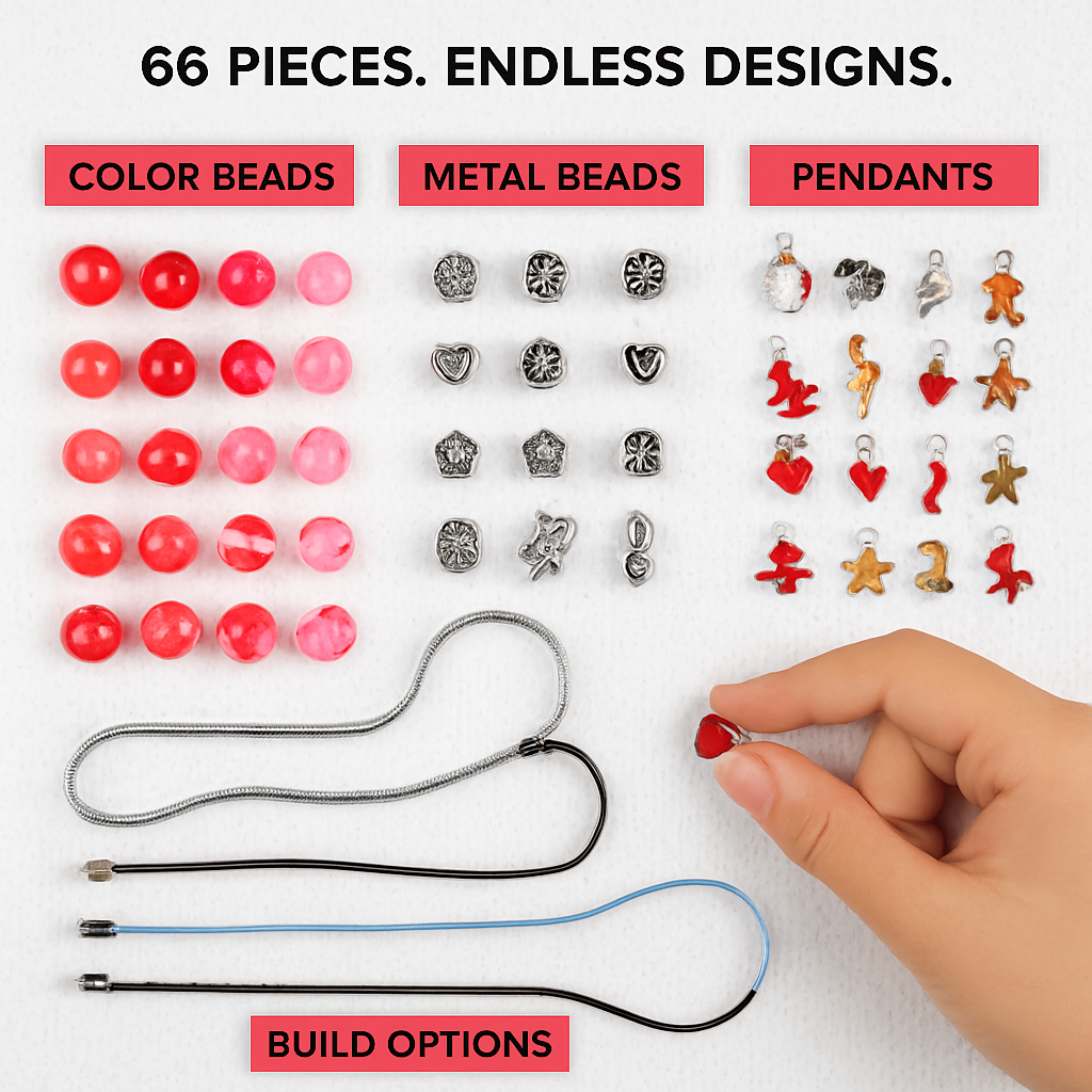 Charm Bracelet Making Kit - 66 Pcs DIY Beads Set