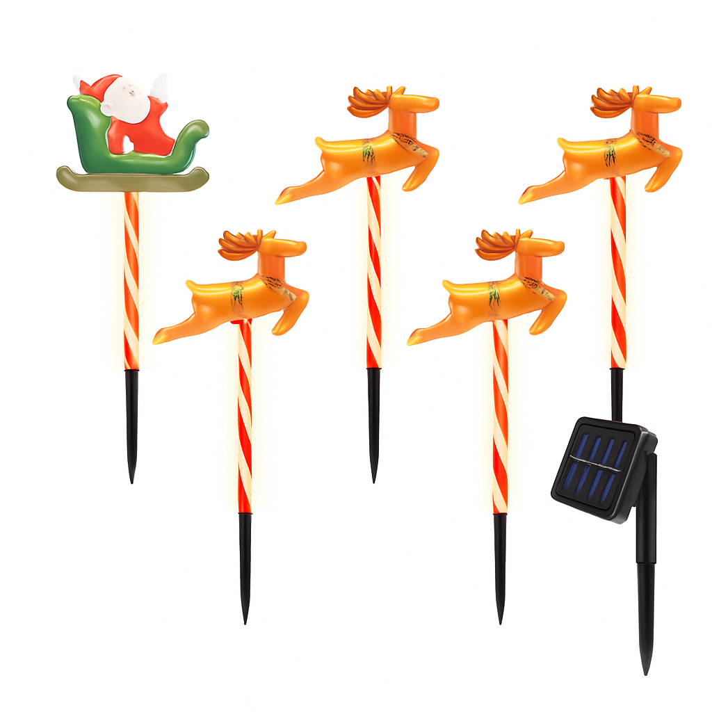 5Packs Christmas Outdoor Pathway Light With 8 Modes IP44 Waterproof Xmas Decoration Stake Light Tree Candy Light For Garden Lawn Porch Yard Driveway