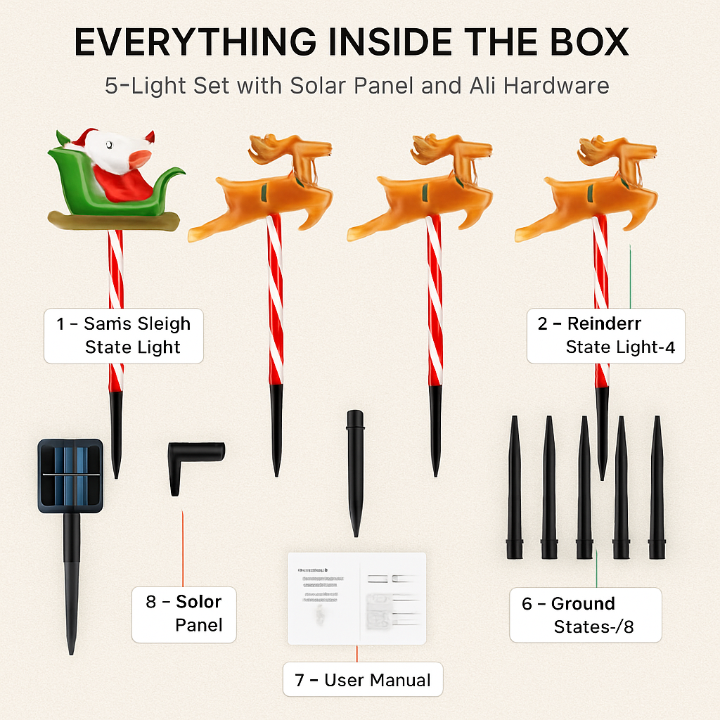 5Packs Christmas Outdoor Pathway Light With 8 Modes IP44 Waterproof Xmas Decoration Stake Light Tree Candy Light For Garden Lawn Porch Yard Driveway