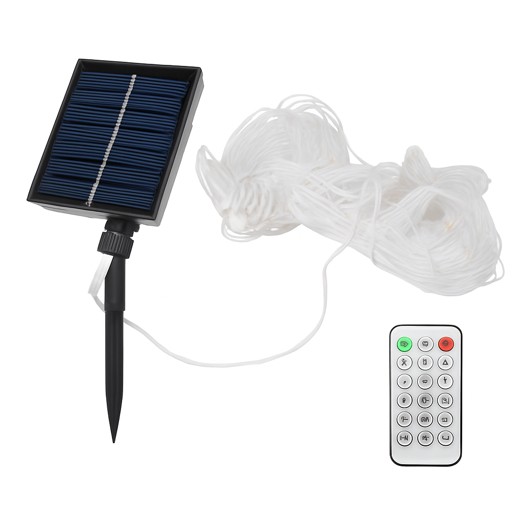 9.84x6.56FT 192LED Solar Christmas Net Lights Outdoor Bush Lights Dimmable IP44 Waterproof with 8 Modes Remote Timer Memory Function for Holiday Party