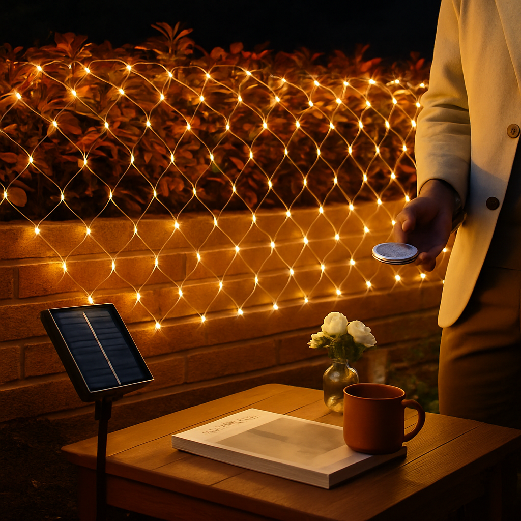 9.84x6.56FT 192LED Solar Christmas Net Lights Outdoor Bush Lights Dimmable IP44 Waterproof with 8 Modes Remote Timer Memory Function for Holiday Party