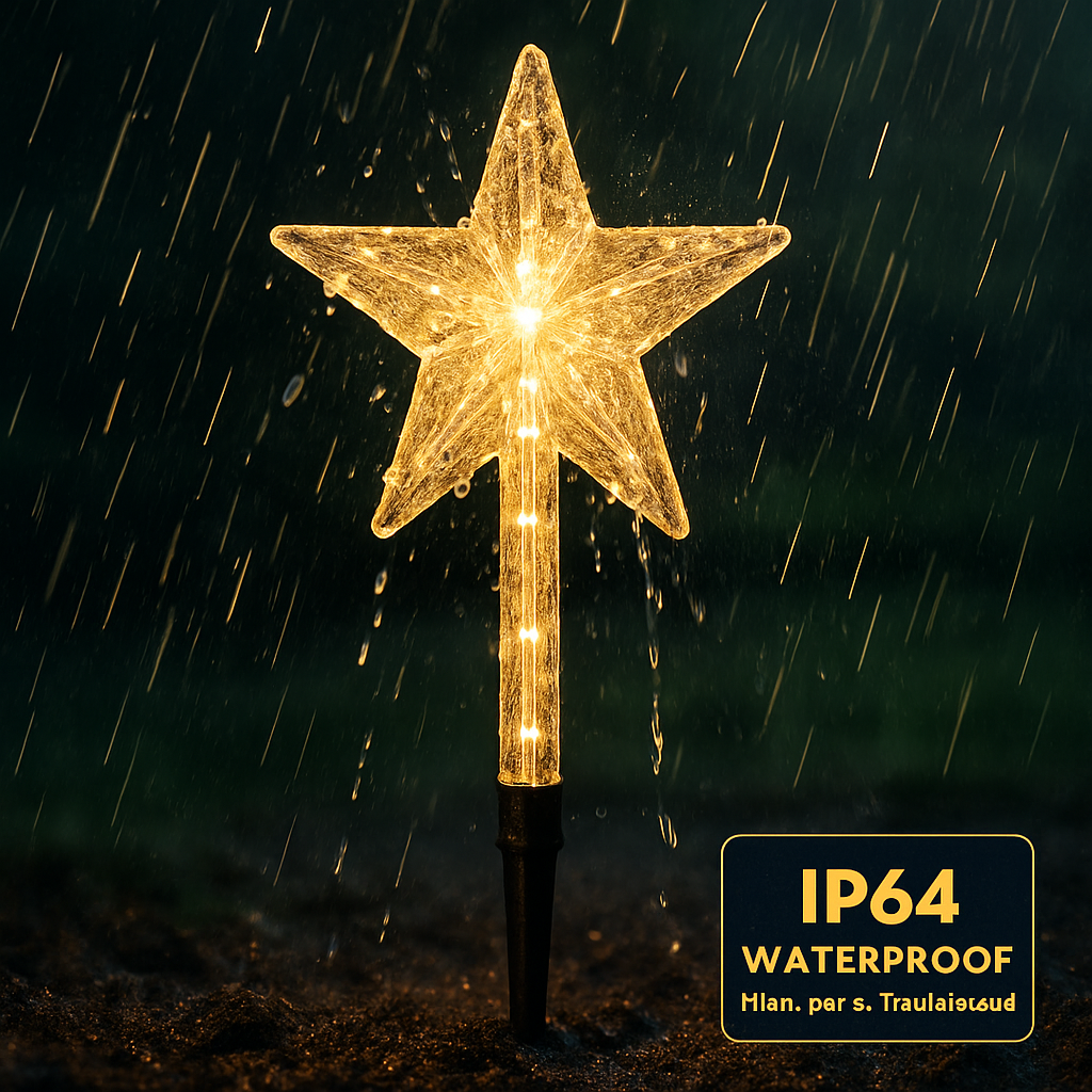8Pack Christmas Solar Stake Light 64LED Beads Star-Shaped Pathway Lights With 8 Lighting Modes IP64 Waterproof Xmas Decoration For Garden Patio Yard P