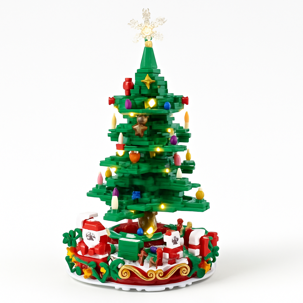 2025 Christmas Tree Building Set With LED Light Tabletop Christmas Building Block 24 Days Christmas Countdown Calendar for Boys Girls 3-6