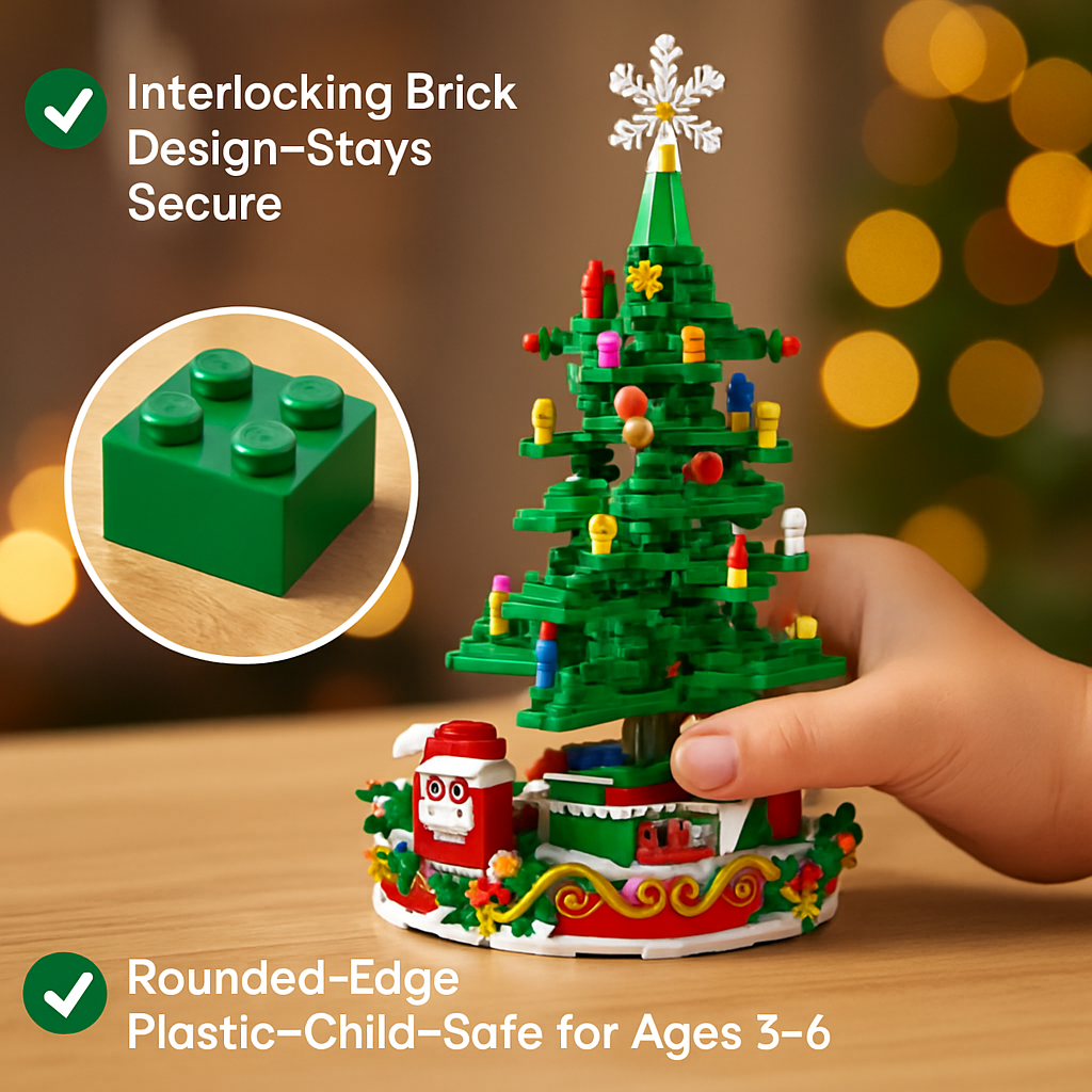 2025 Christmas Tree Building Set With LED Light Tabletop Christmas Building Block 24 Days Christmas Countdown Calendar for Boys Girls 3-6