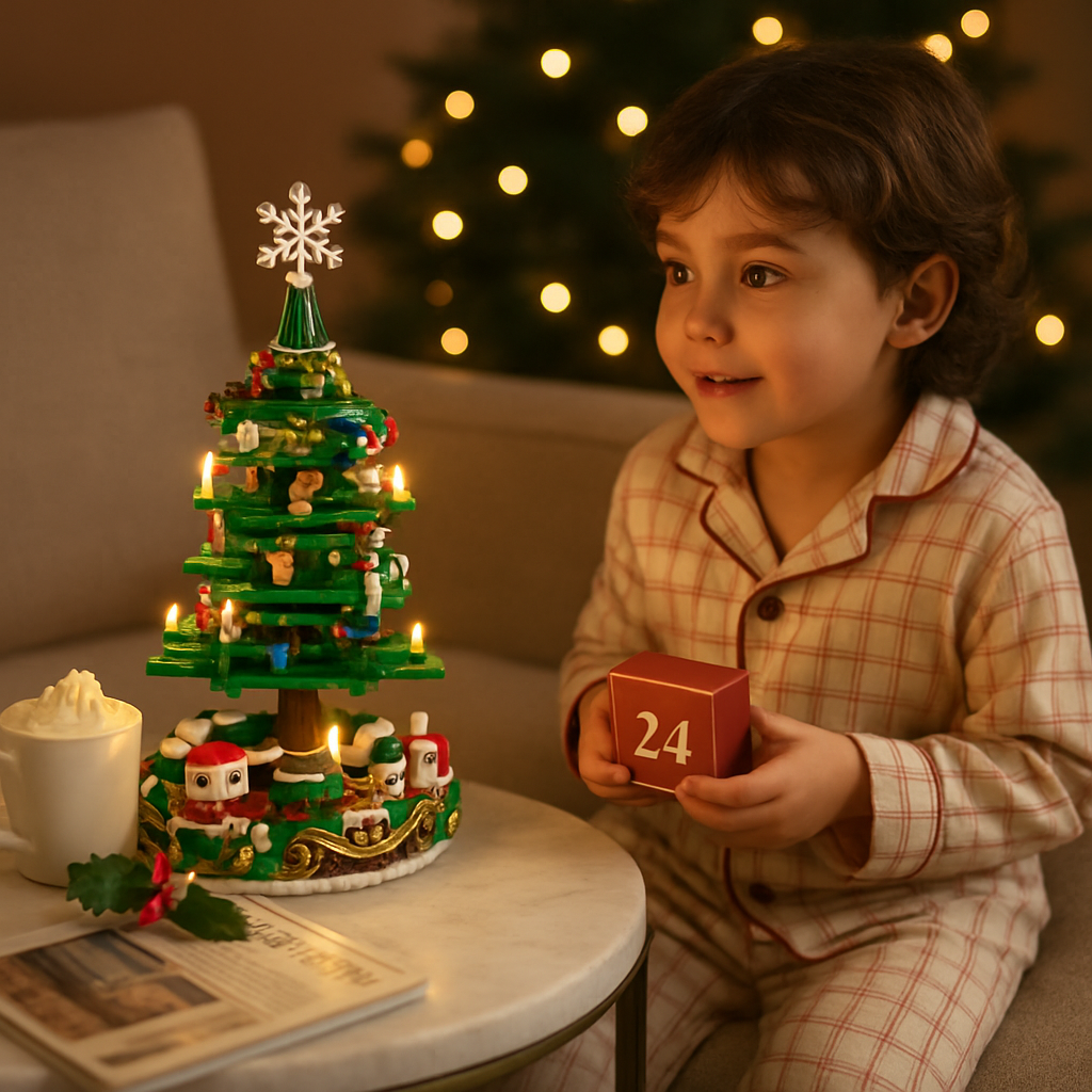 2025 Christmas Tree Building Set With LED Light Tabletop Christmas Building Block 24 Days Christmas Countdown Calendar for Boys Girls 3-6