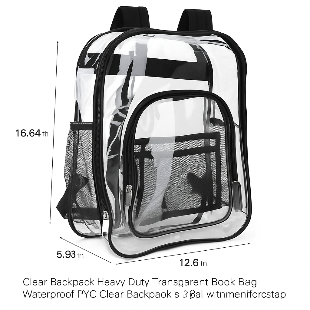 Clear Heavy-Duty Transparent Backpack for Work & College