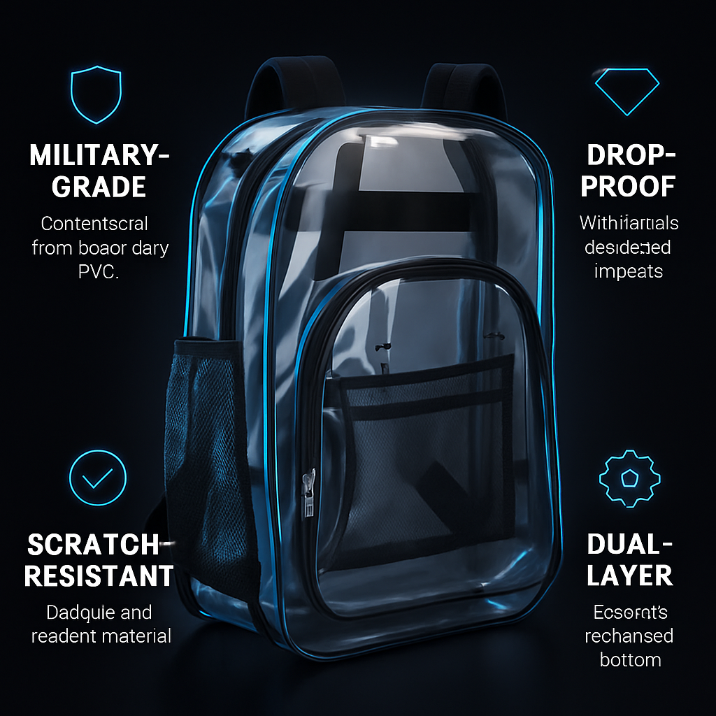 Clear Heavy-Duty Transparent Backpack for Work & College