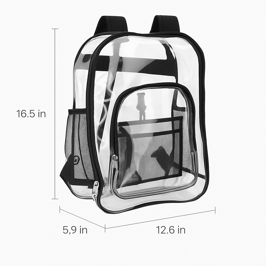Clear Heavy-Duty Transparent Backpack for Work & College