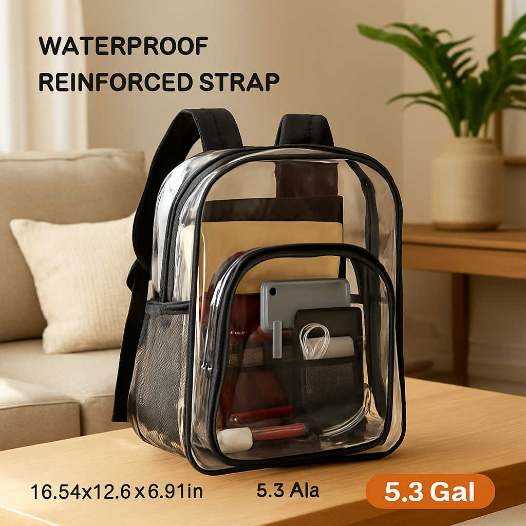 Clear Heavy-Duty Transparent Backpack for Work & College