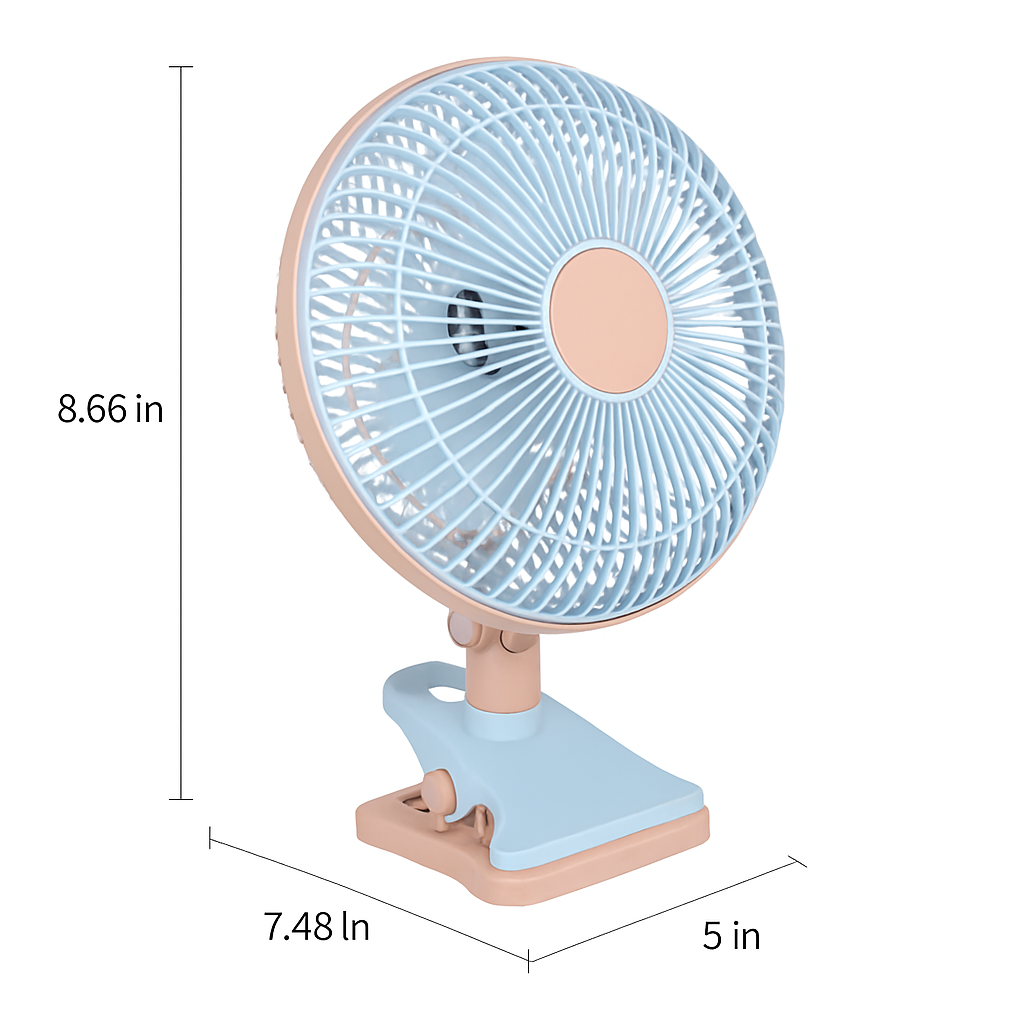 8.66In Oscillating Clip On Fan 2 Speeds Quiet Clamp Fan with 90° Oscillating & Tilting Angle Desktop Wall Mount for Home Office Dorms Strollers