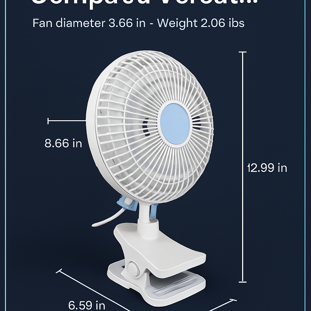 8.66In Oscillating Clip On Fan 2 Speeds Quiet Clamp Fan with 90° Oscillating & Tilting Angle Desktop Wall Mount for Home Office Dorms Strollers