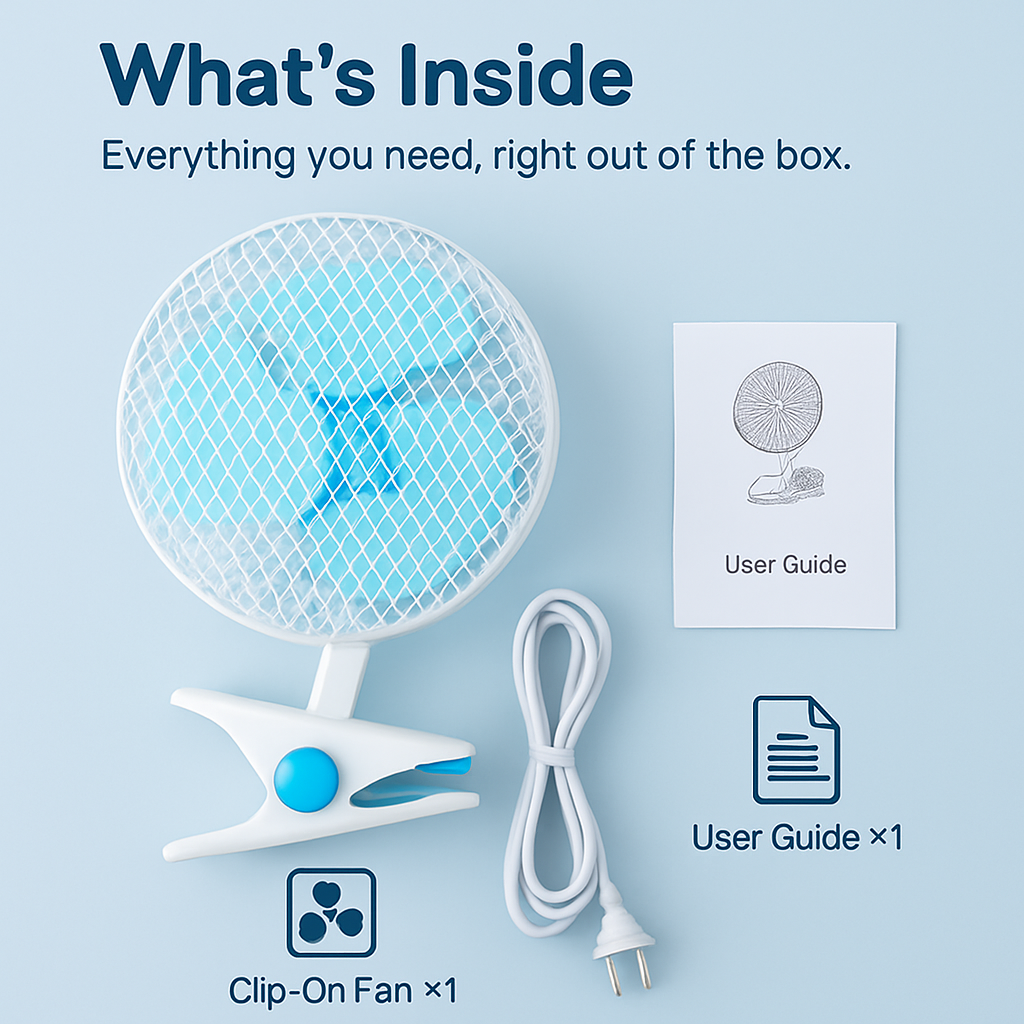 Clip On Fan, 2-Speed, Quiet Desk/Wall Mount