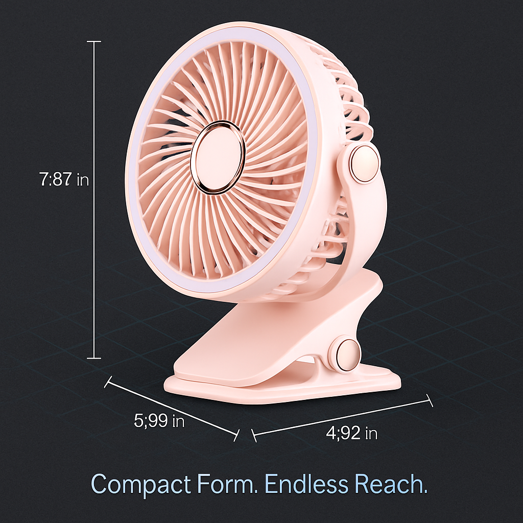 Clip-On Desk Fan for Camping and Office — Quiet & Adjustable