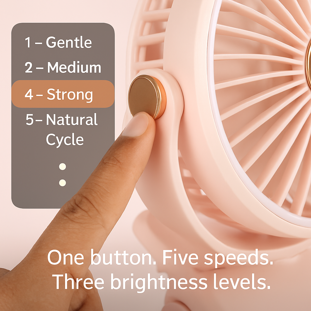 Clip-On Desk Fan for Camping and Office — Quiet & Adjustable