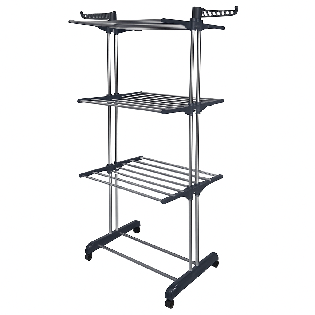 Clothes Drying Rack with Rolling Wheels and Side Wings