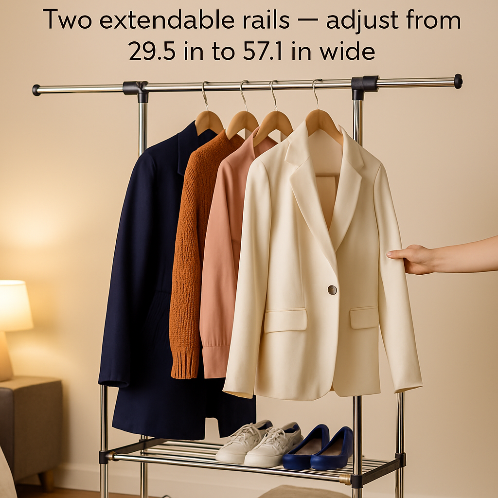 Extendable Garment Hanging Rack for Home Use