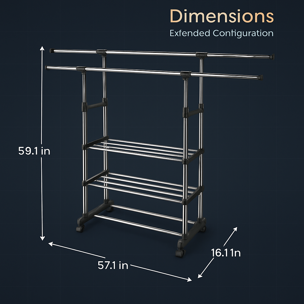Extendable Garment Hanging Rack for Home Use
