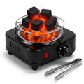 Electric Charcoal Burner 500W Hookah Charcoal Burner Compact Coal Burner for Hooka Cubes Shisha with Grill and Tongs 5 Temperature Gears 338℉-1022℉ Th
