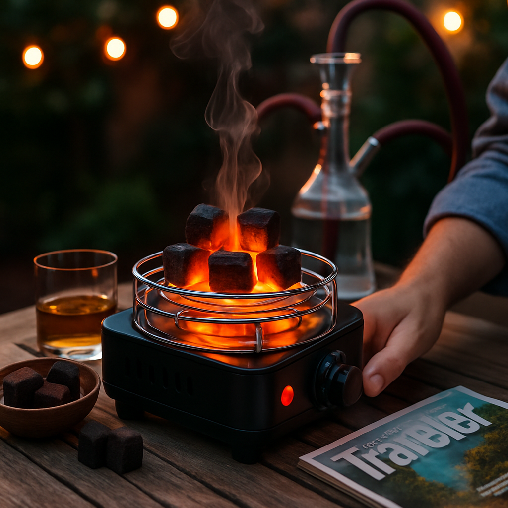 Electric Charcoal Burner 500W Hookah Charcoal Burner Compact Coal Burner for Hooka Cubes Shisha with Grill and Tongs 5 Temperature Gears 338℉-1022℉ Th