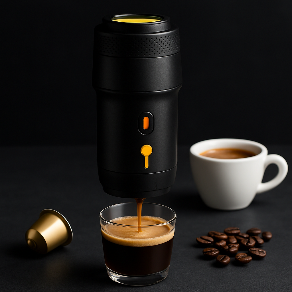 Portable Electric Espresso Machine Cordless Coffee Maker Self-Heating Car Espresso Maker with Anti-Dry Burn Fit for Ground Coffee/NS/DG Capsules for C
