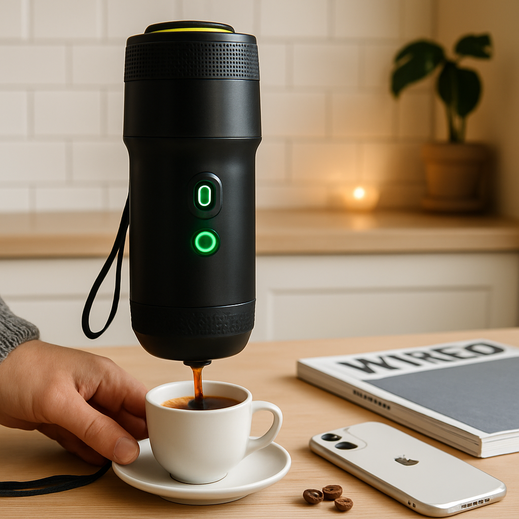 Portable Electric Espresso Machine Cordless Coffee Maker Self-Heating Car Espresso Maker with Anti-Dry Burn Fit for Ground Coffee/NS/DG Capsules for C