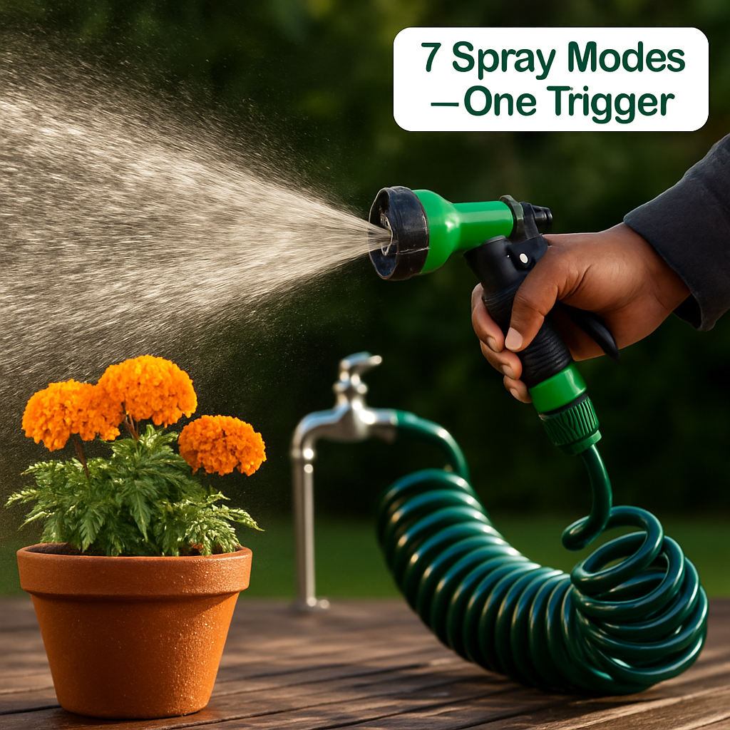 Garden Hose with 7-Mode Sprayer for Patio and Garden