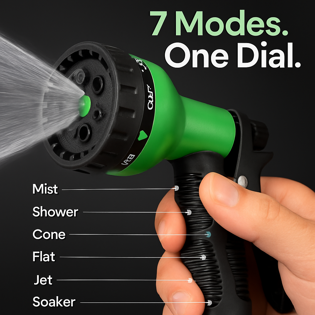 Garden Hose with 7-Mode Sprayer for Patio and Garden