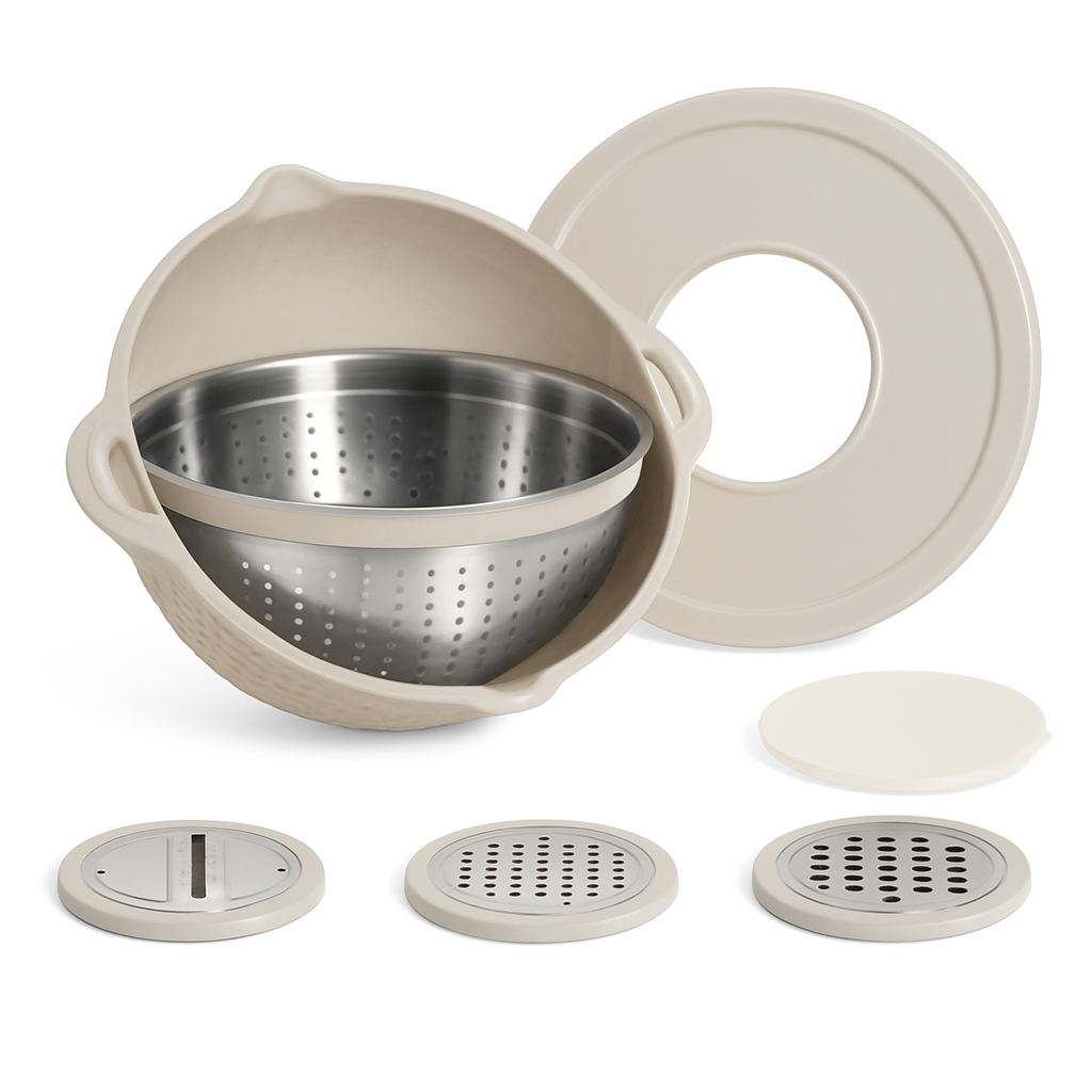 Multifunctional Mixing Bowl with Colander and Graters Set