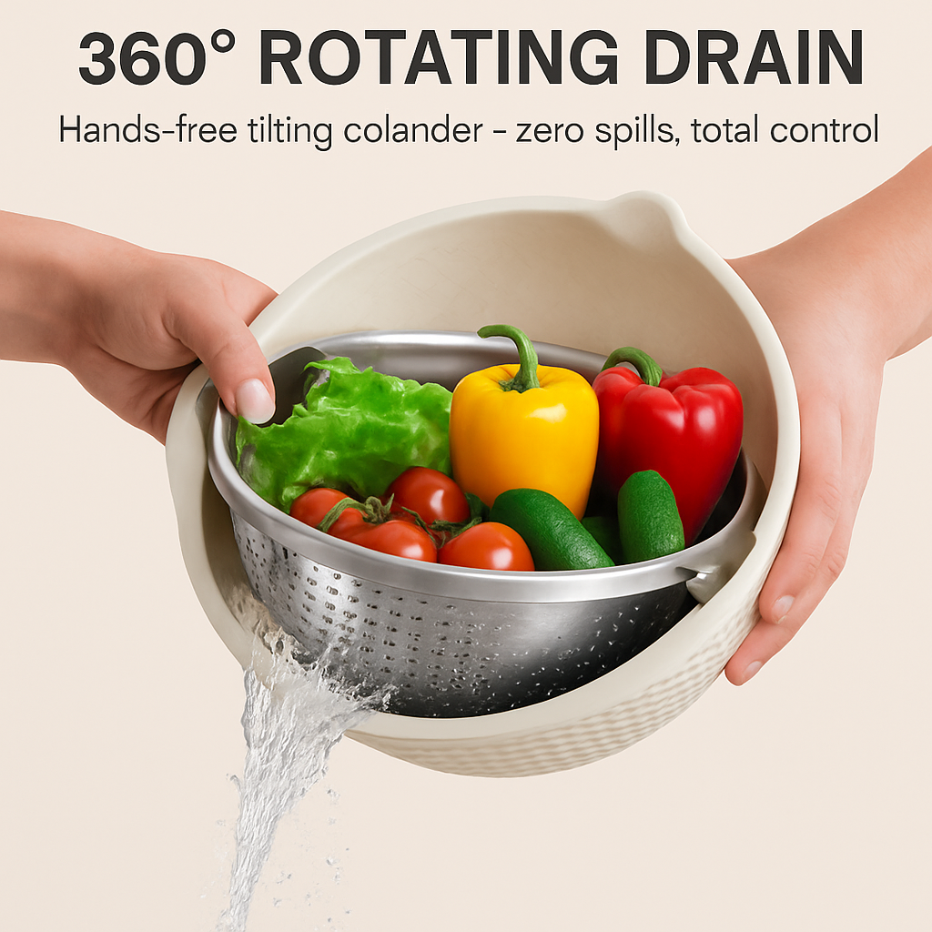 Multifunctional Mixing Bowl with Colander and Graters Set