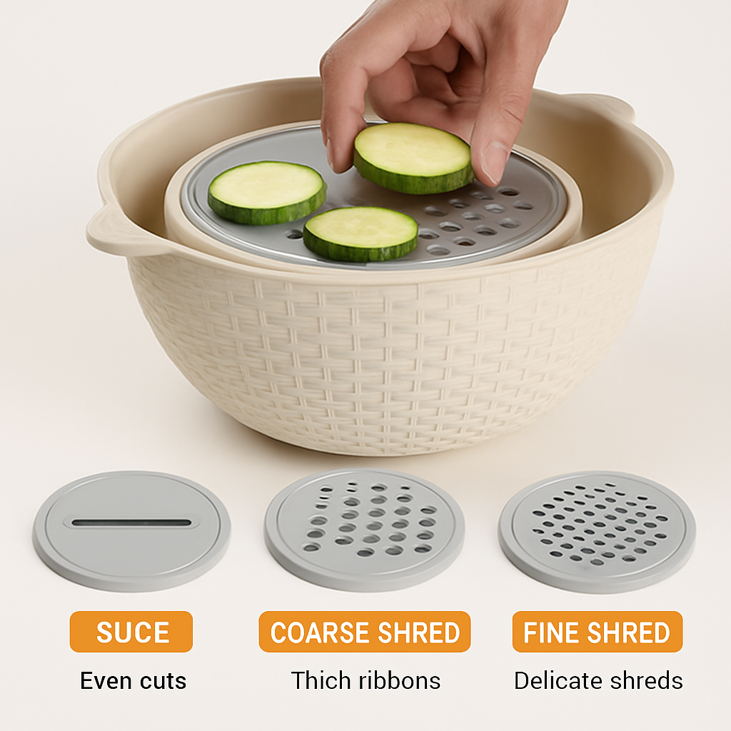 Multifunctional Mixing Bowl with Colander and Graters Set
