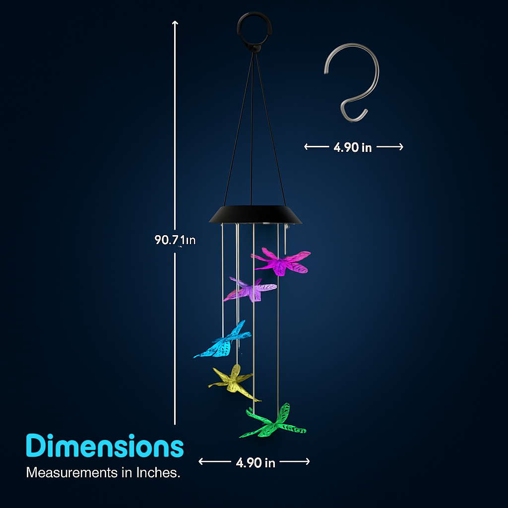 Dragonfly Solar Wind Chimes for Outdoor Garden Decor