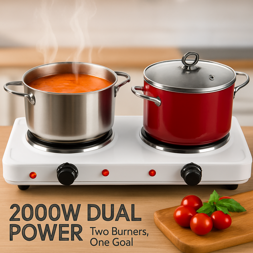 Double Electric Burner Portable Dual Counter Stove