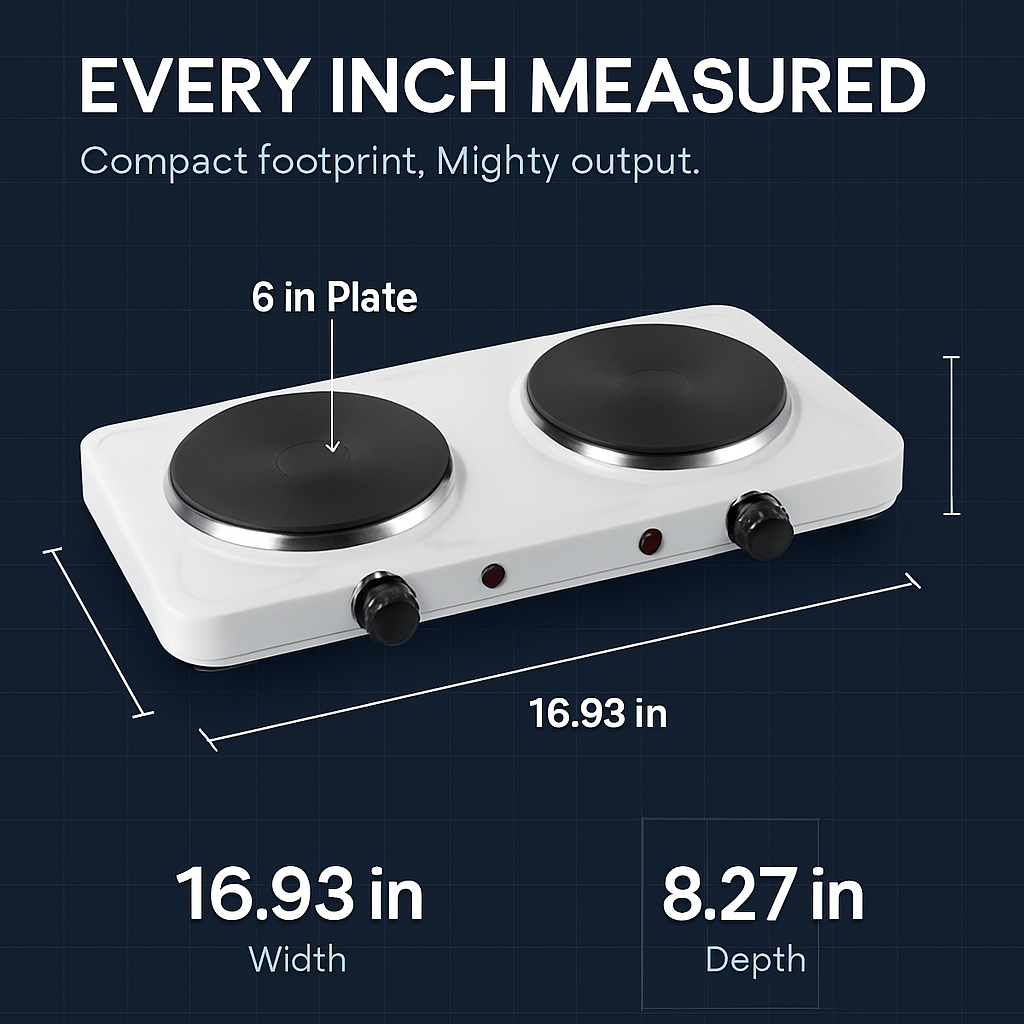 Double Electric Burner Portable Dual Counter Stove