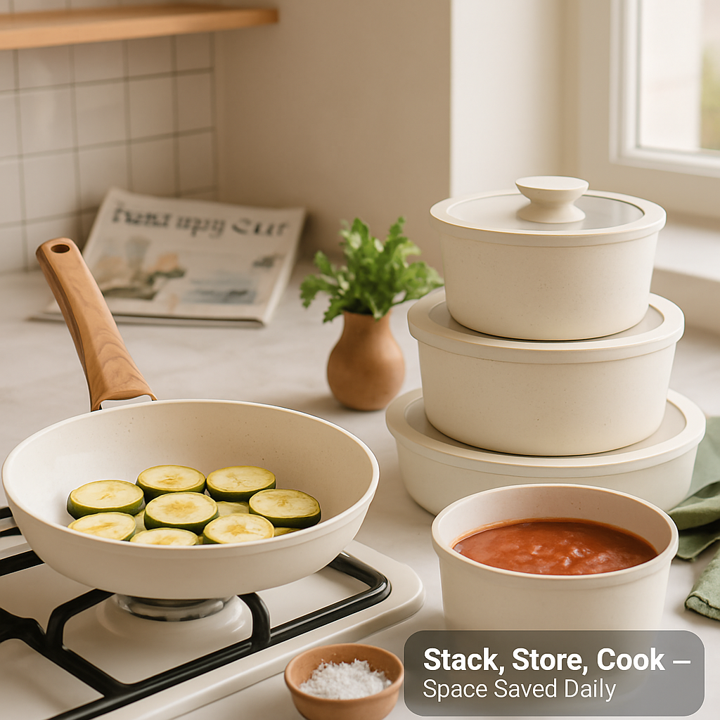 Nonstick Cookware Set with Detachable Handles