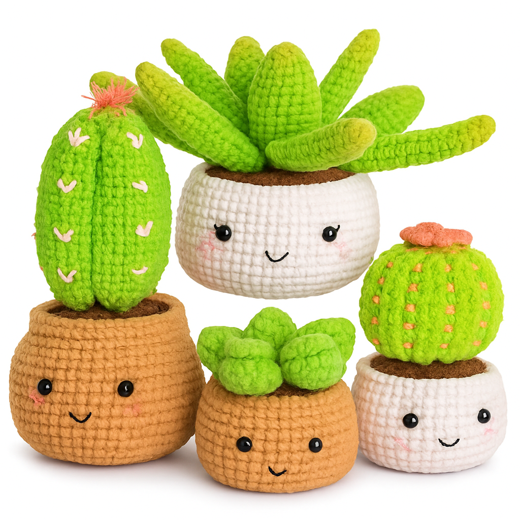 Succulents Crochet Kit for Beginners with 4 Patterns