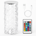 Crystal Diamond Rose Table Lamp - Dimmable, Remote Control