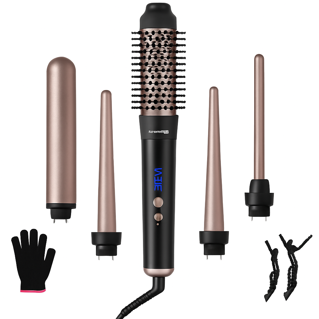 5-in-1 Curling Wand with 4 Barrels & Brush