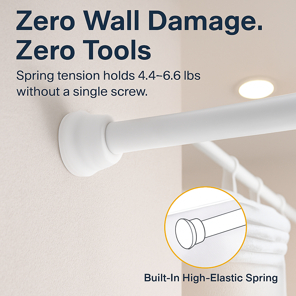 Tension Curtain Rod Extendable for Easy Home Use